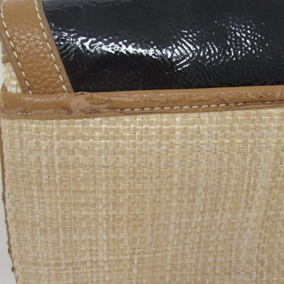 Nine West Straw Design and Black Patent Leather Clutch Purse - Picture 7 of 12